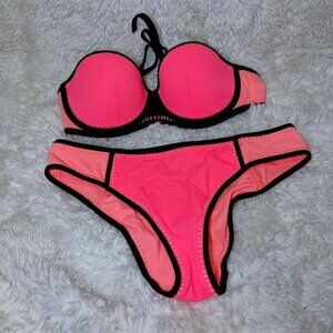 Victoria's Secret The Flirt Bandeau Bikini Top in Bright Pink & Coral